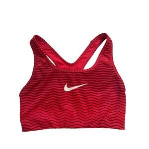 Nike Sports Bra Size Small Red Striped‎ Dri-Fit Swoosh Athleisure Gym Running